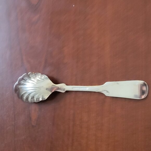 Vintage Brazil Silver Shell Sugar Spoon 6.25" Ornate Design Serving Utensil - Picture 4 of 6